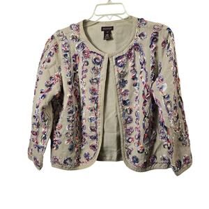 Multiplies Linen Blend MultiplesColor Jacket Open Front Boho Festival Career M